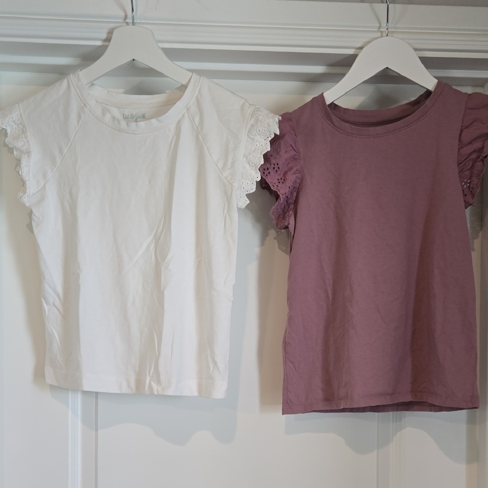 Cat & Jack White and Purple Short Sleeve Tops